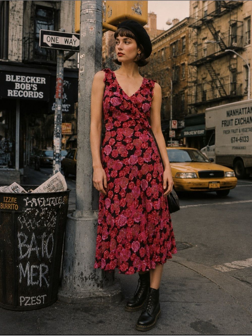 Rare Vintage 90s Betsey Johnson Rose Garden Wrap Dress Size M